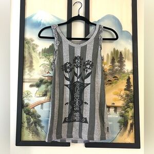 Gray & Black Emily the Strange Stripe Tank Top